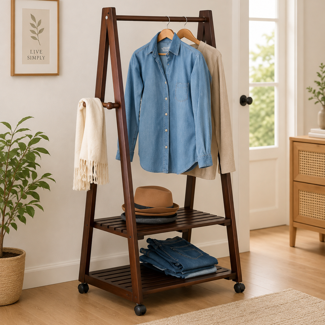 Stylish Wooden Clothing Rack for Modern Homes
