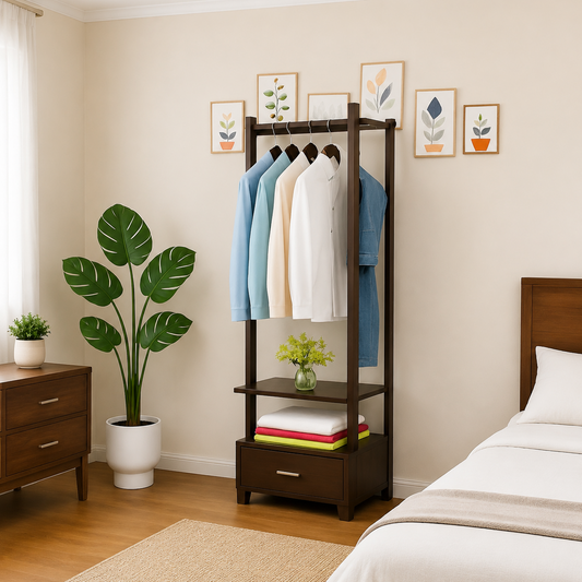 Cozy Bedroom Corner with Modern Wardrobe Setup