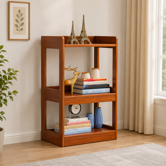 Modern Wooden Display Shelf with Open Storage | Elegant Living Room Decor