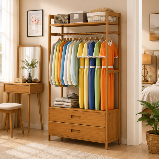Modern Wooden Alna with Drawers & Hanging Space