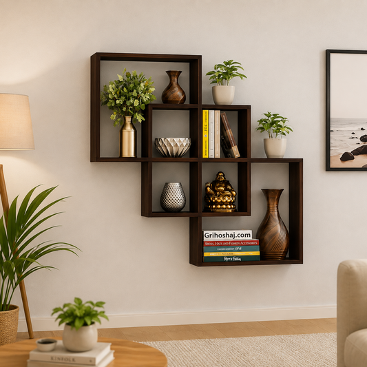 Premium Wooden Wall Shelf | Modern Decorative Storage Rack