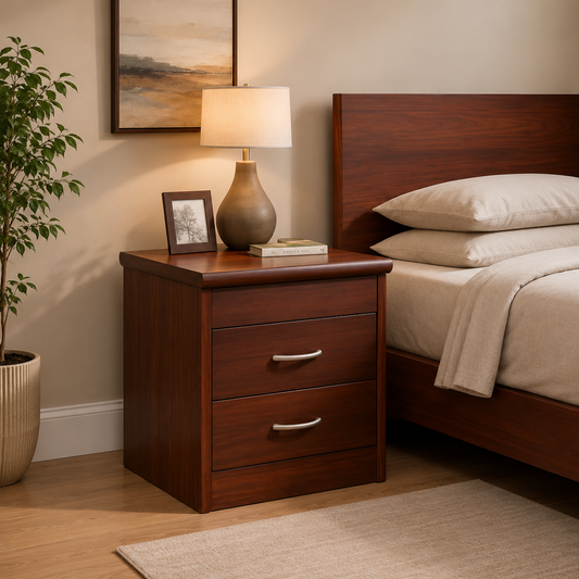Premium Wooden Bedside Cabinet | Modern 2-Drawer Nightstand