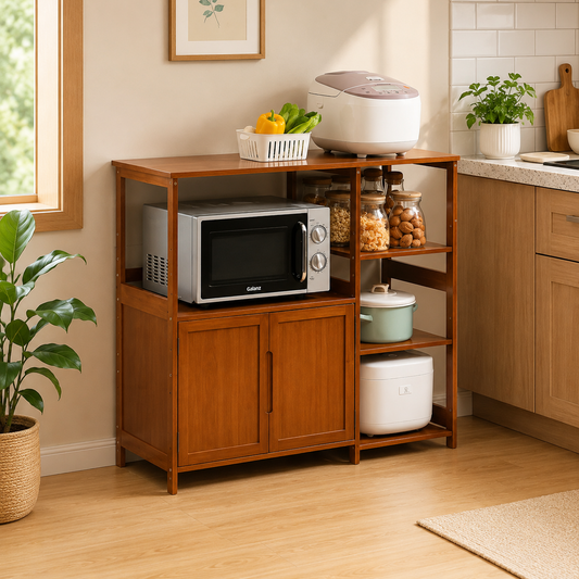 Premium Wooden Kitchen Storage & Microwave Cabinet