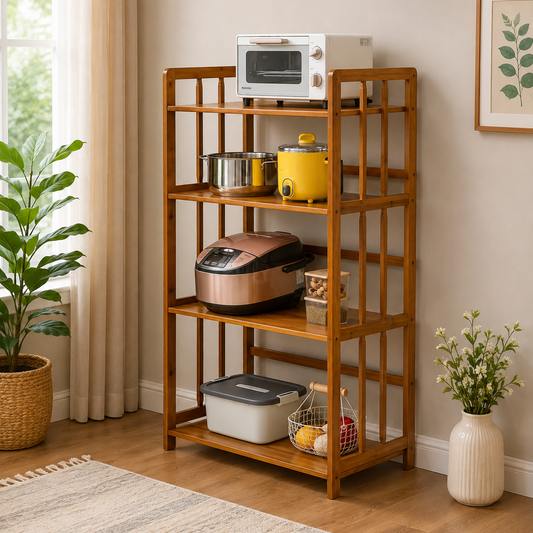 Wooden Multi-Purpose Kitchen Shelving Unit
