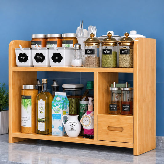 Elegant Wooden 3-Layer Kitchen Shelf