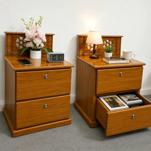 Premium Wooden Bedside Table with Dual Drawers